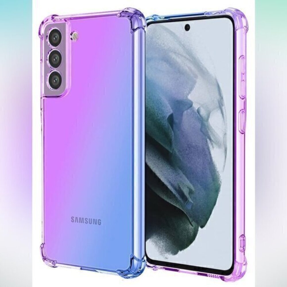 Galaxy S21 Plus Case Shockproof Protective Phone Cover Purple Blue Ombre Cell 21